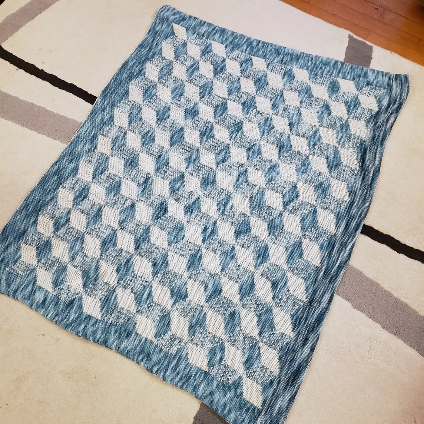 Hand-Knitted Cotton Baby Blanket