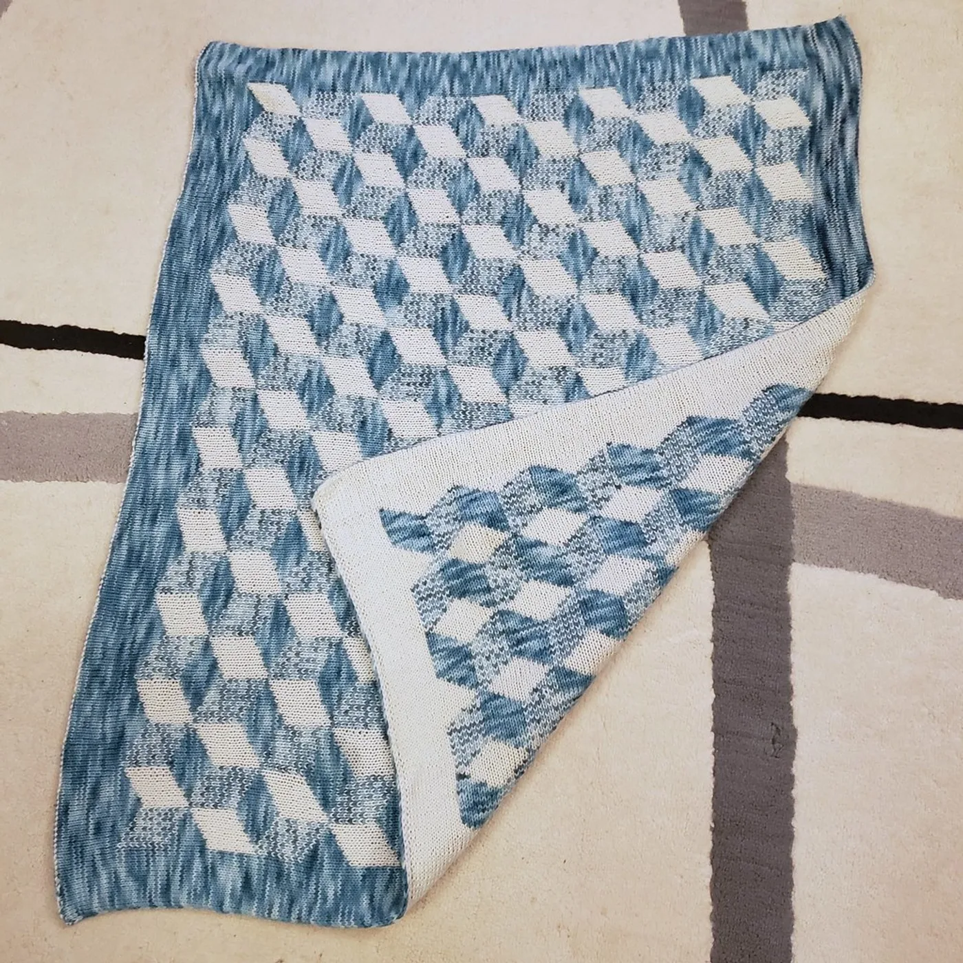 Hand-Knitted Cotton Baby Blanket, another view