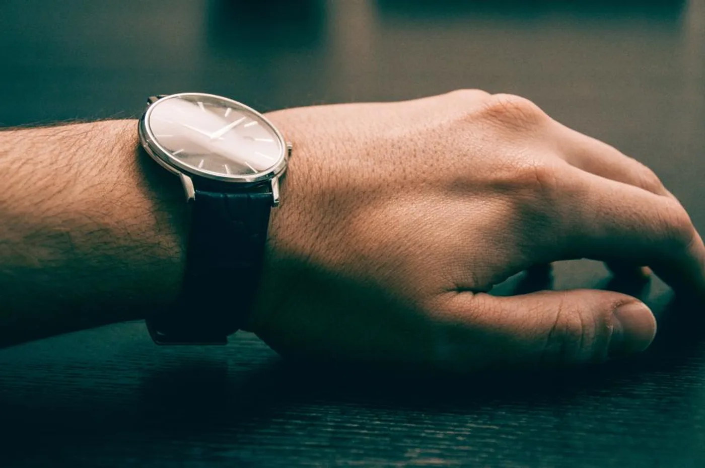 Slate Dial Leather Watch