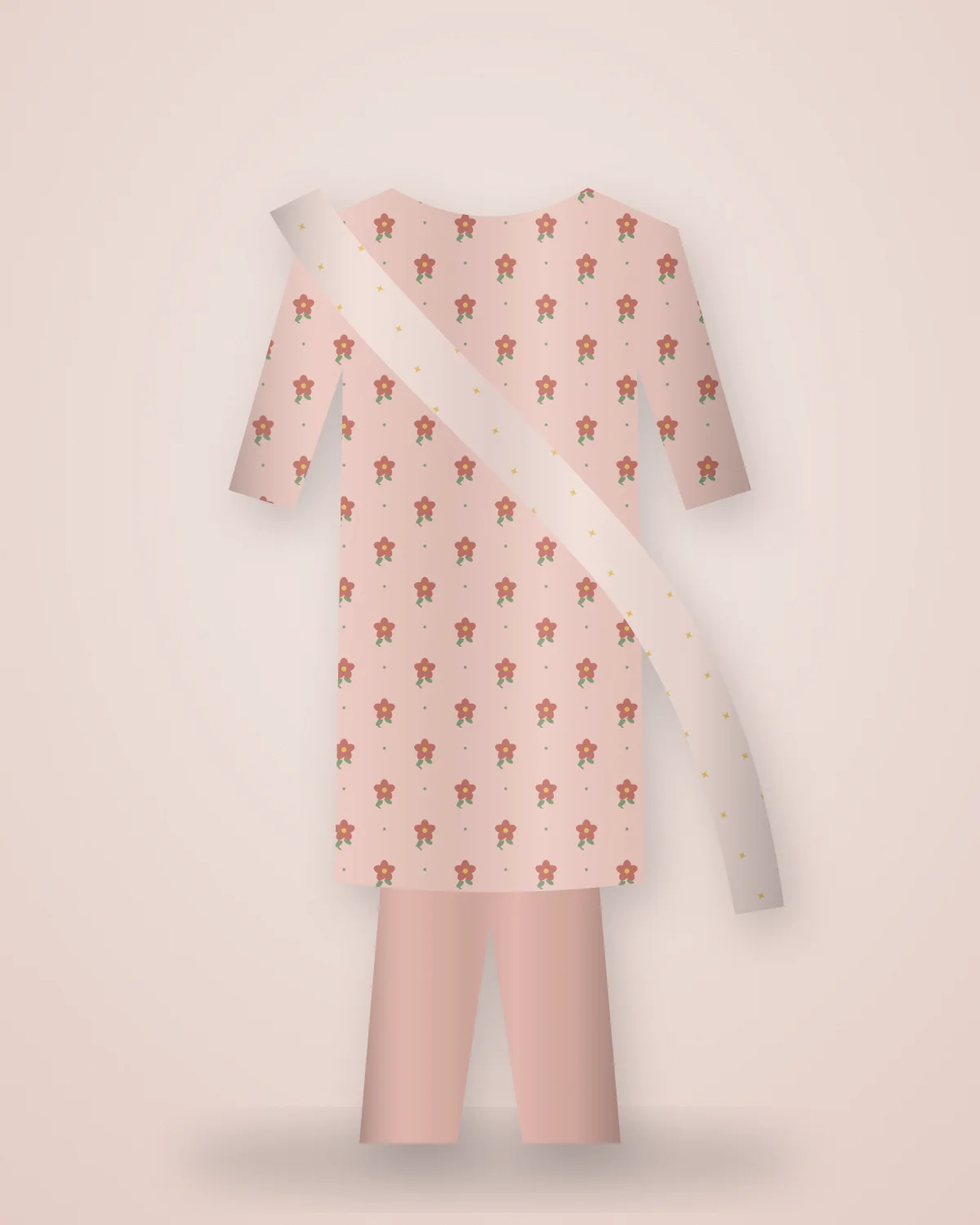 Blush Resham Kurta Set: Blush chanderi kurta with resham florals