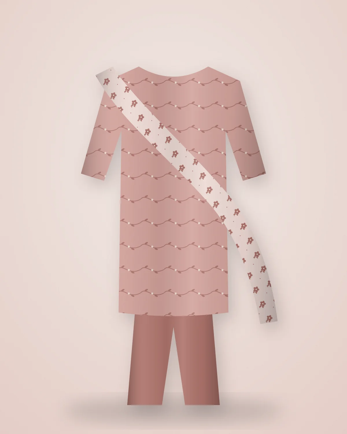 Dusty Rose Suit Set: Dusty rose suit with thread-work dupatta