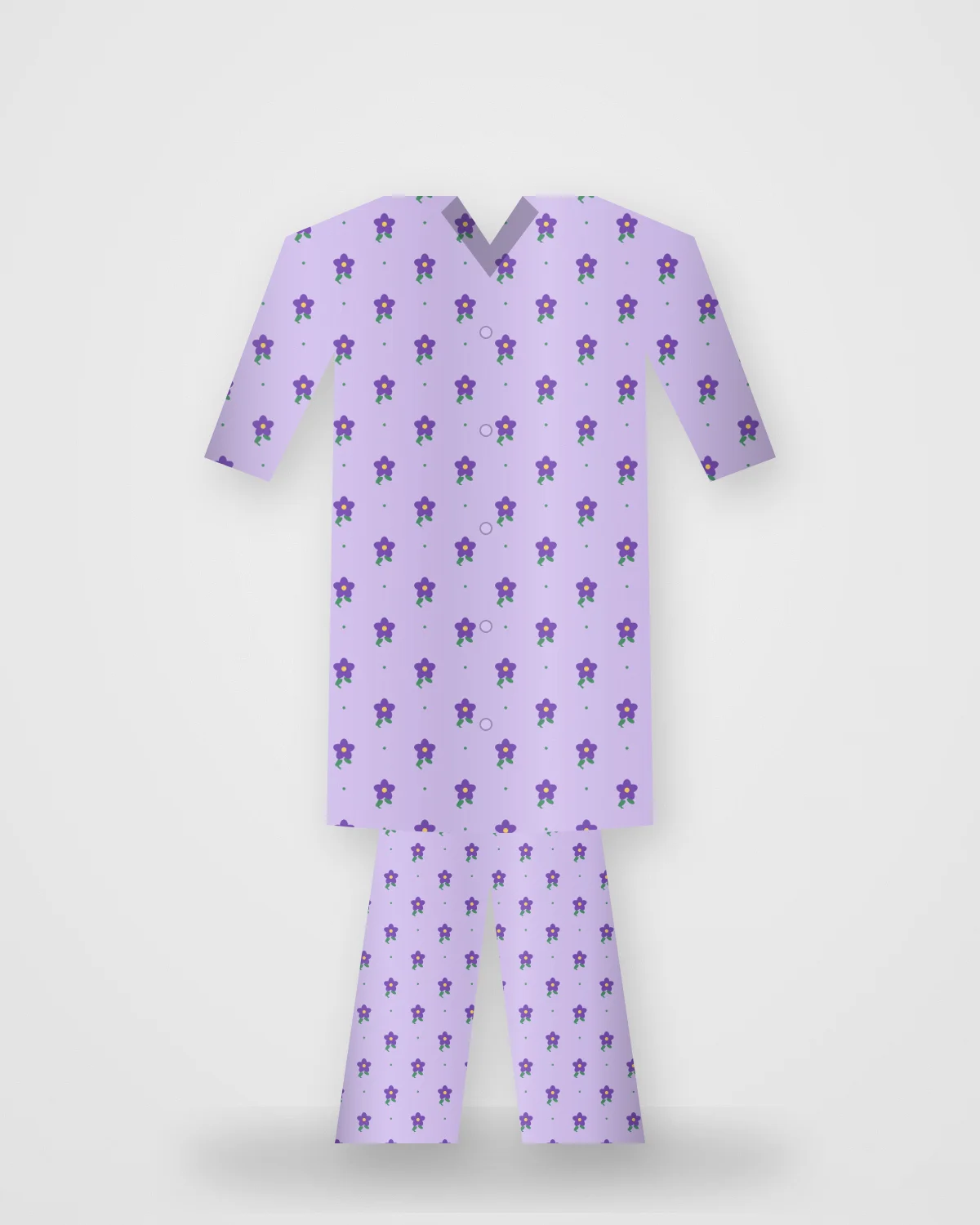 Lilac Co-ord Set: Printed lilac shirt and pants
