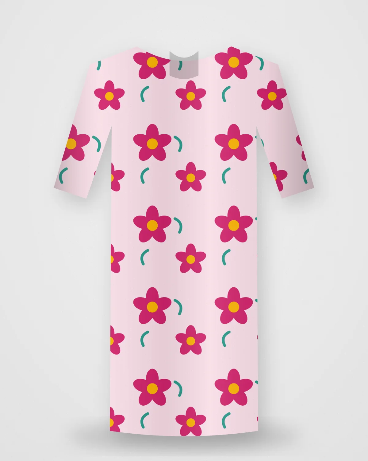 Magenta Floral Straight Kurta, closer view