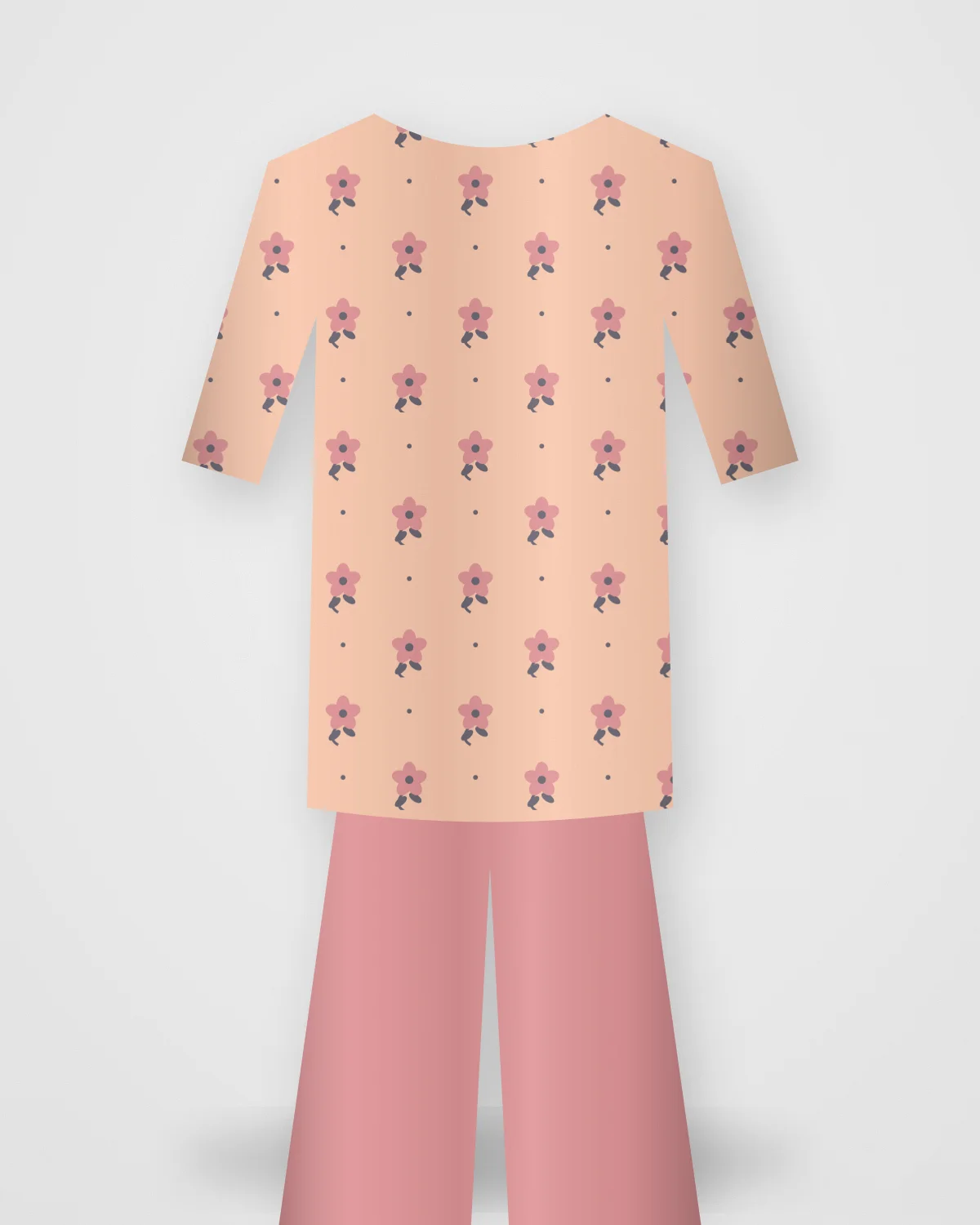 Peach Printed Palazzo Set, closer view