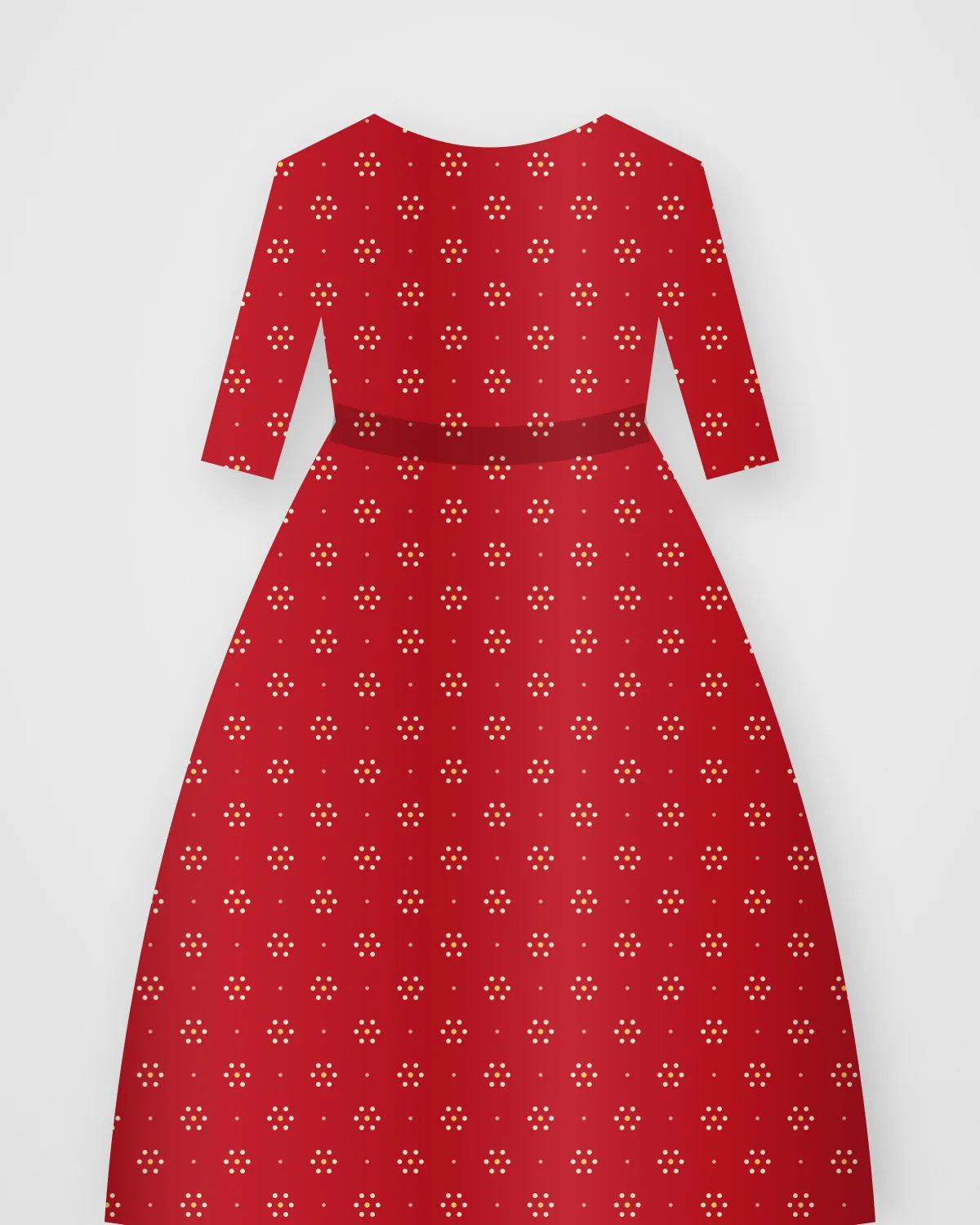 Red Bandhani Anarkali, closer view