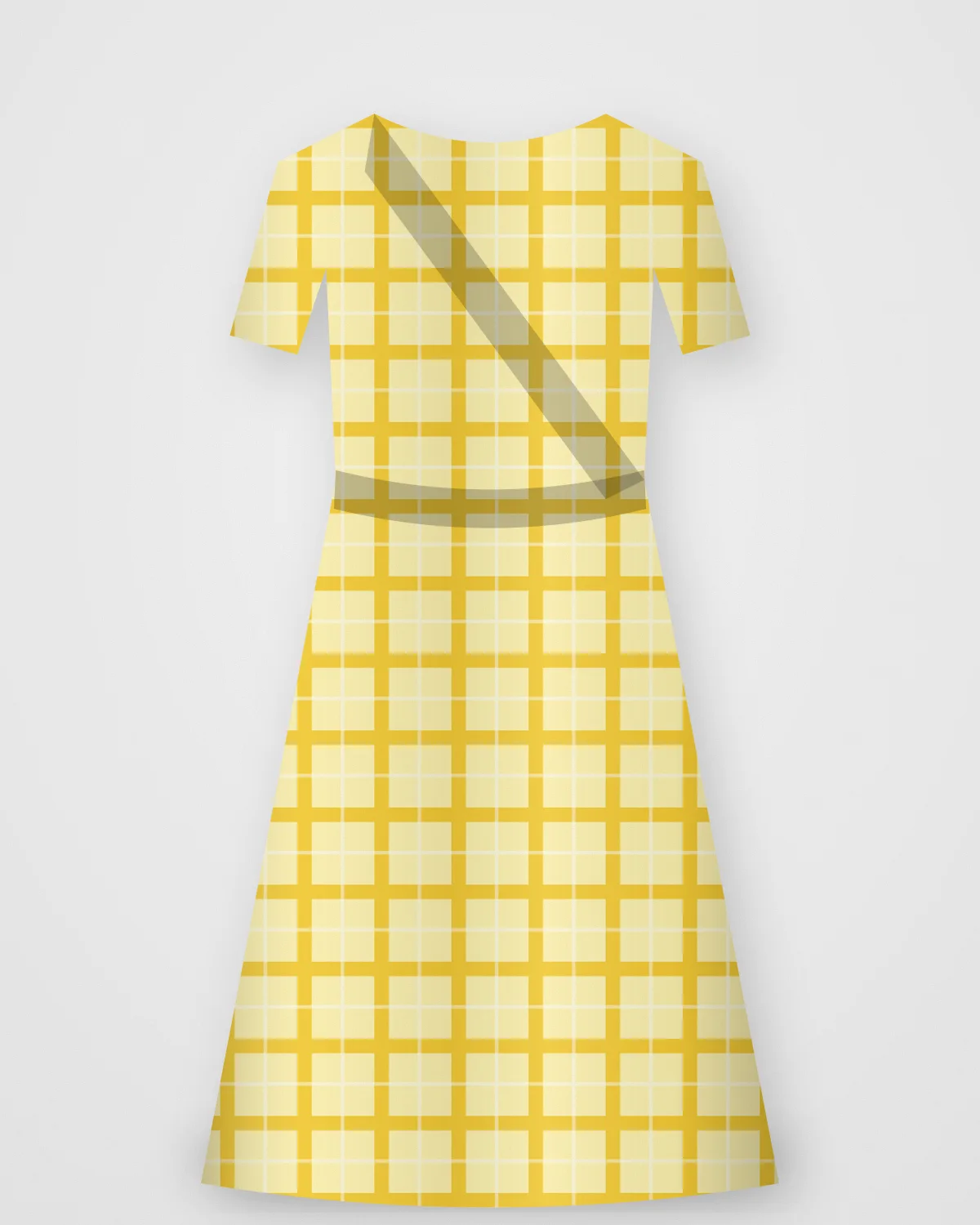 Yellow Checks Shirt Dress, closer view