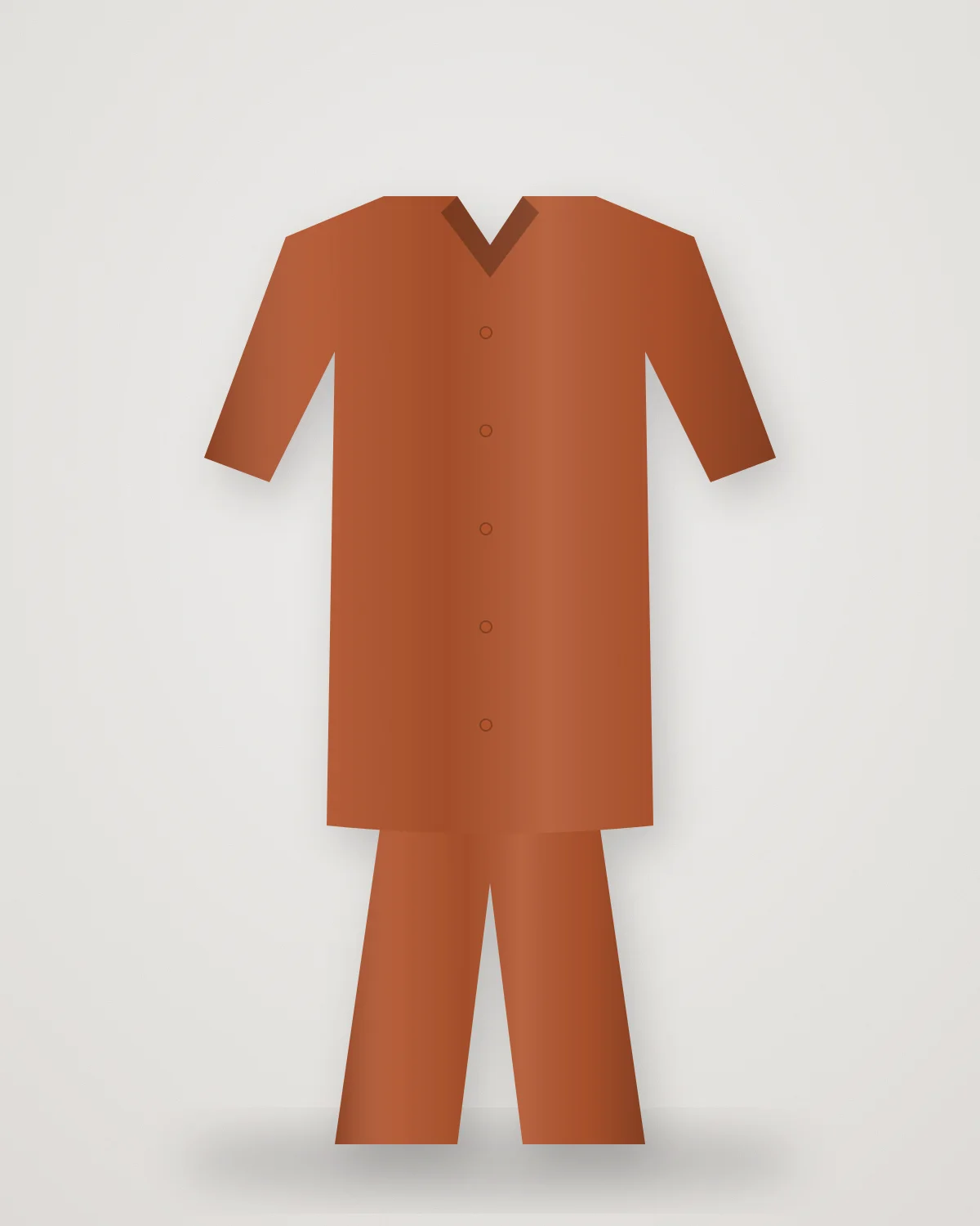 Rust Linen Co-ord: Linen shirt-kurta and straight pants