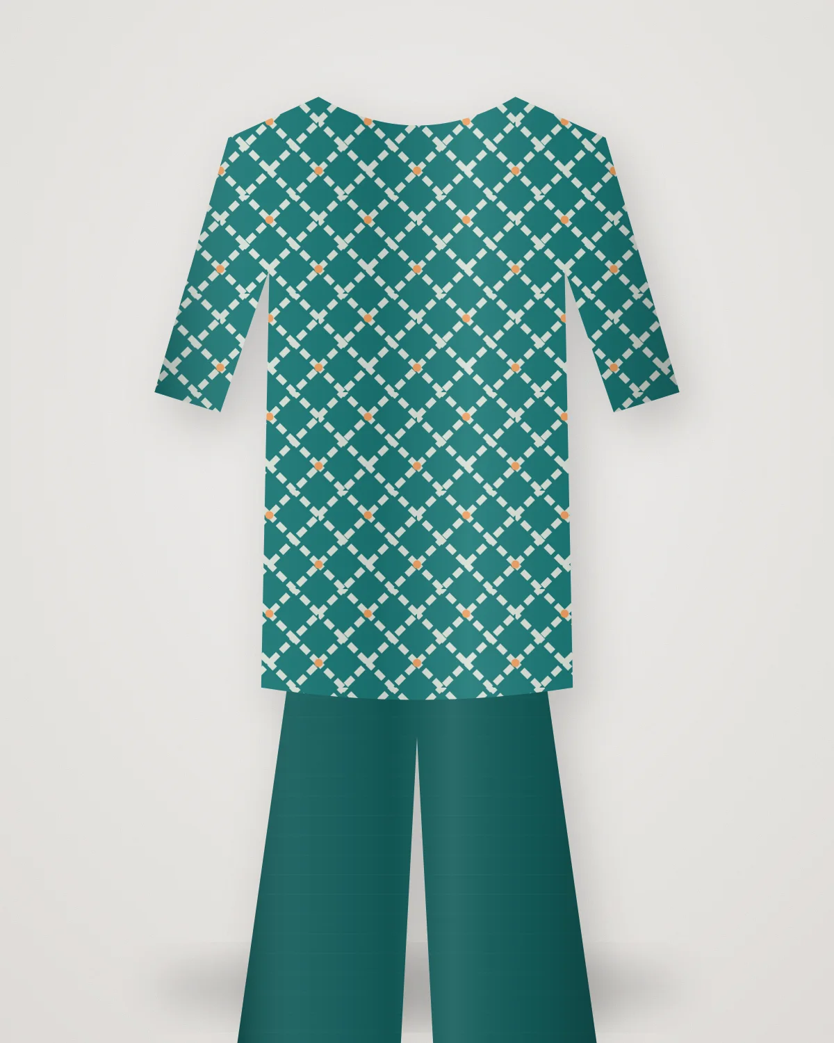Teal Ikat Palazzo Set, closer view