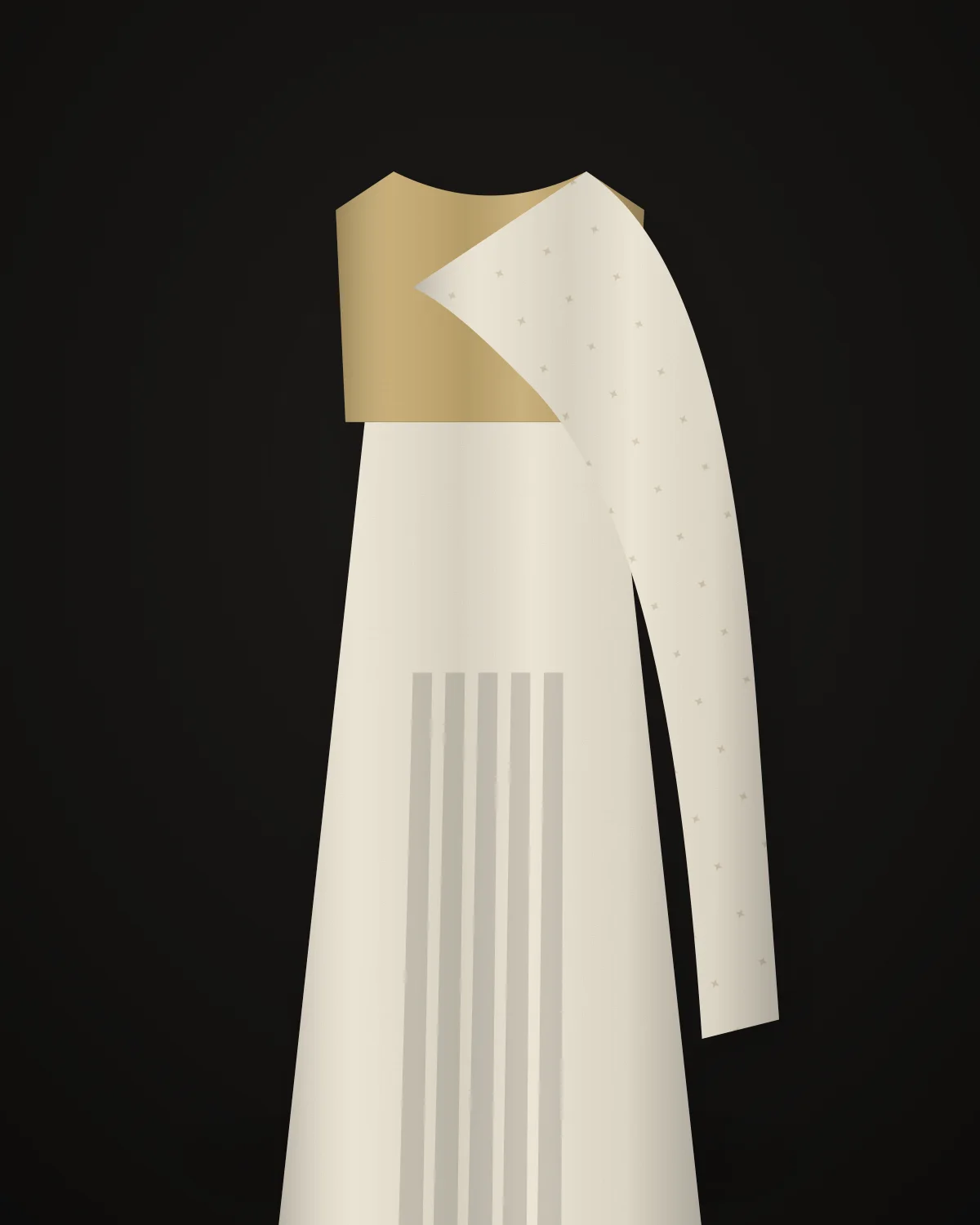 Chanderi Tissue Saree — Ivory, closer view