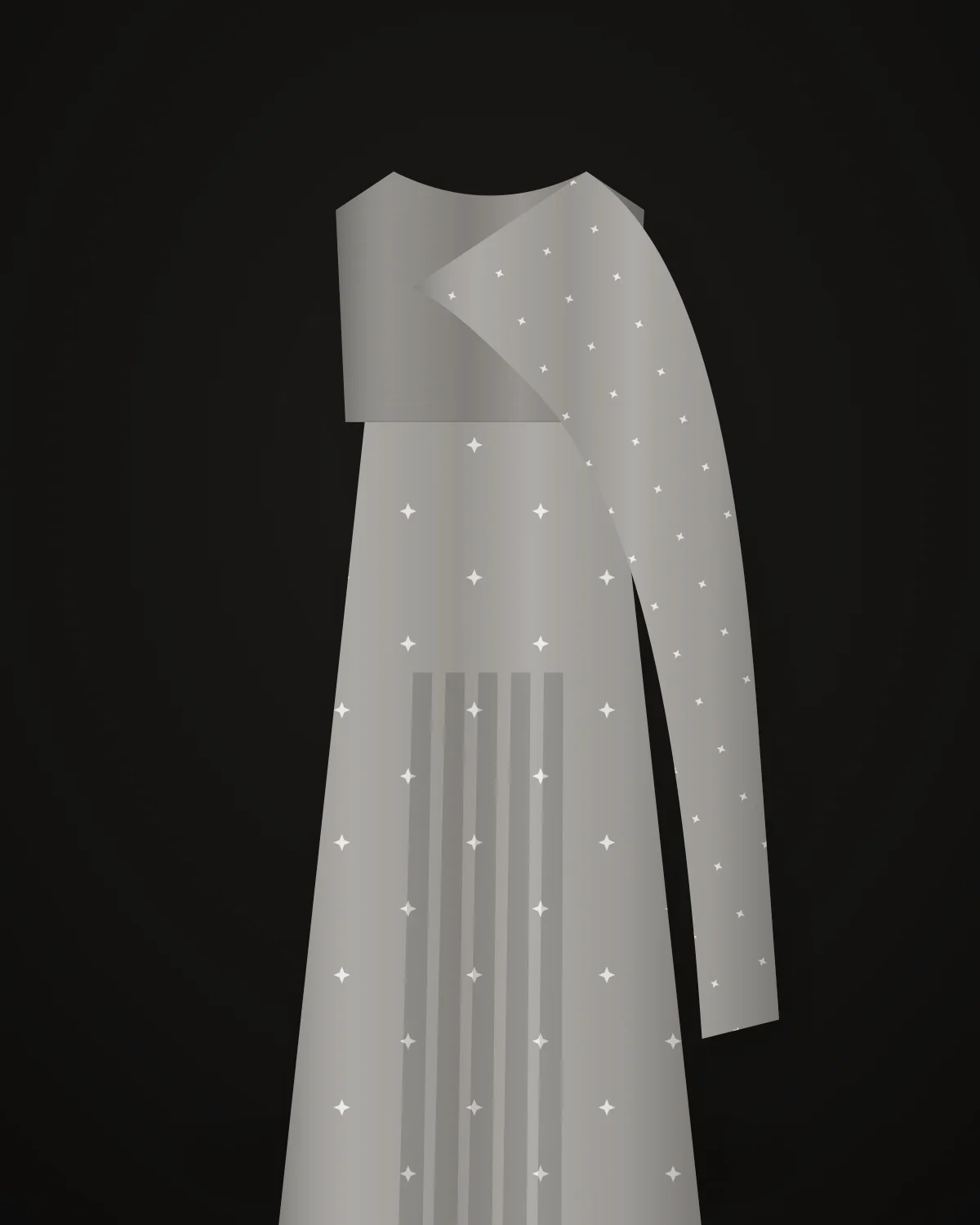 Jamdani Saree — Dove, closer view