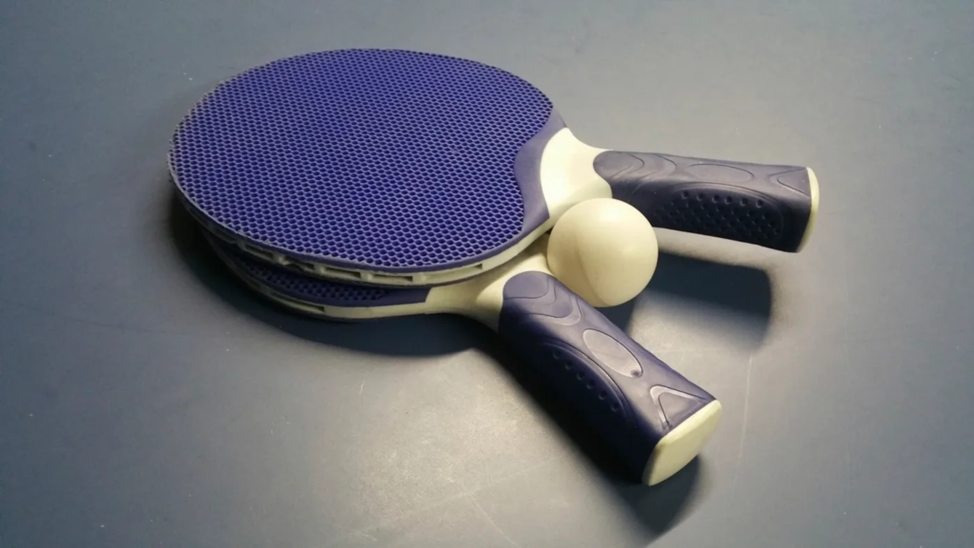 Table Tennis Bats, Pair with Balls, another view