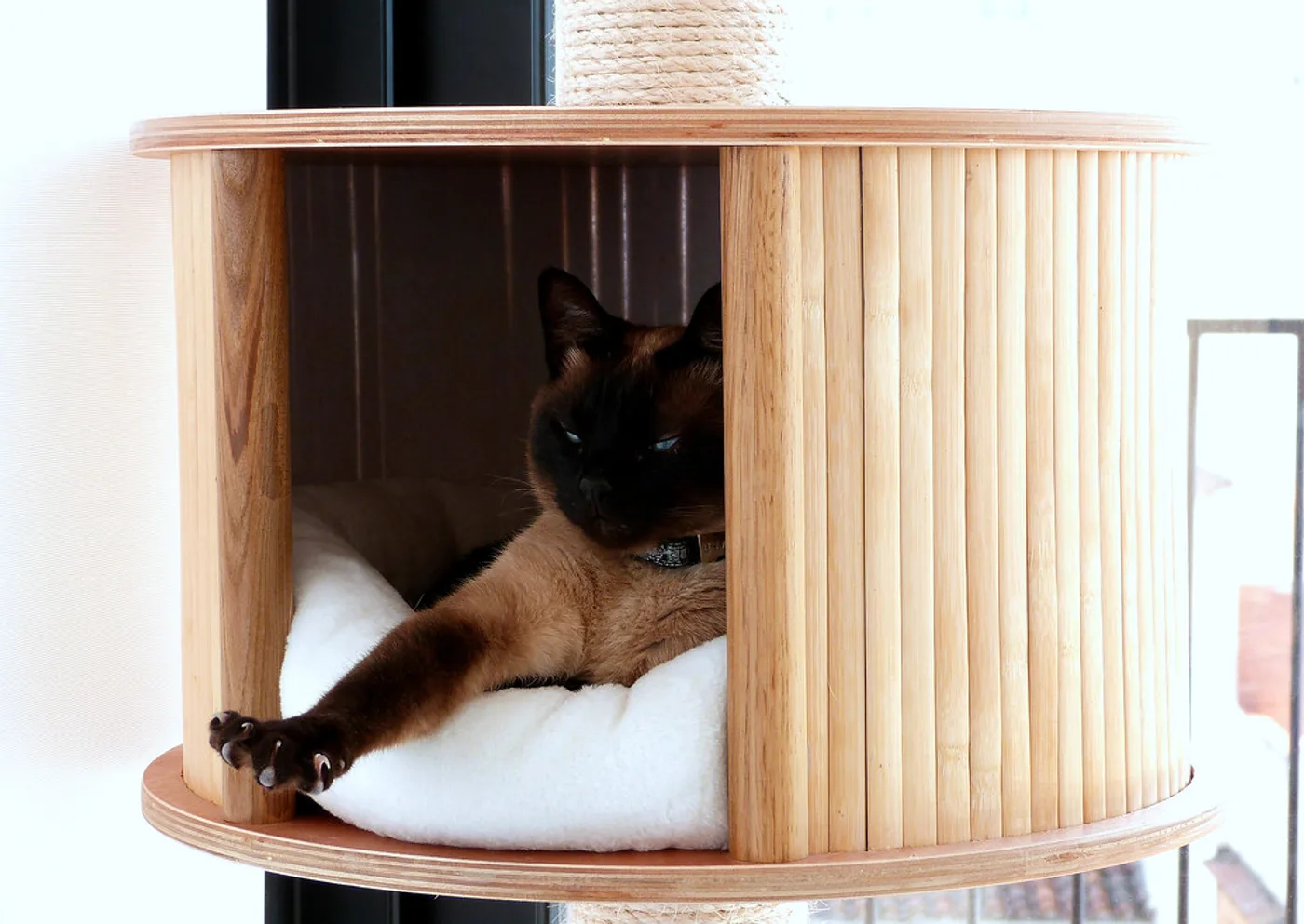 Round Wooden Cat Condo