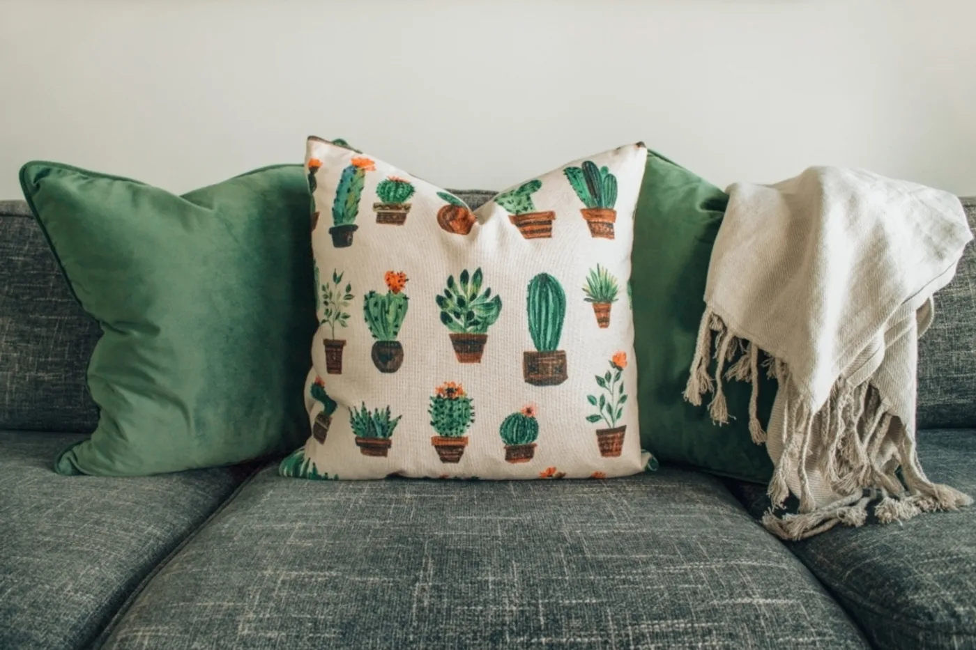 Cactus Print Cotton Cushion Cover