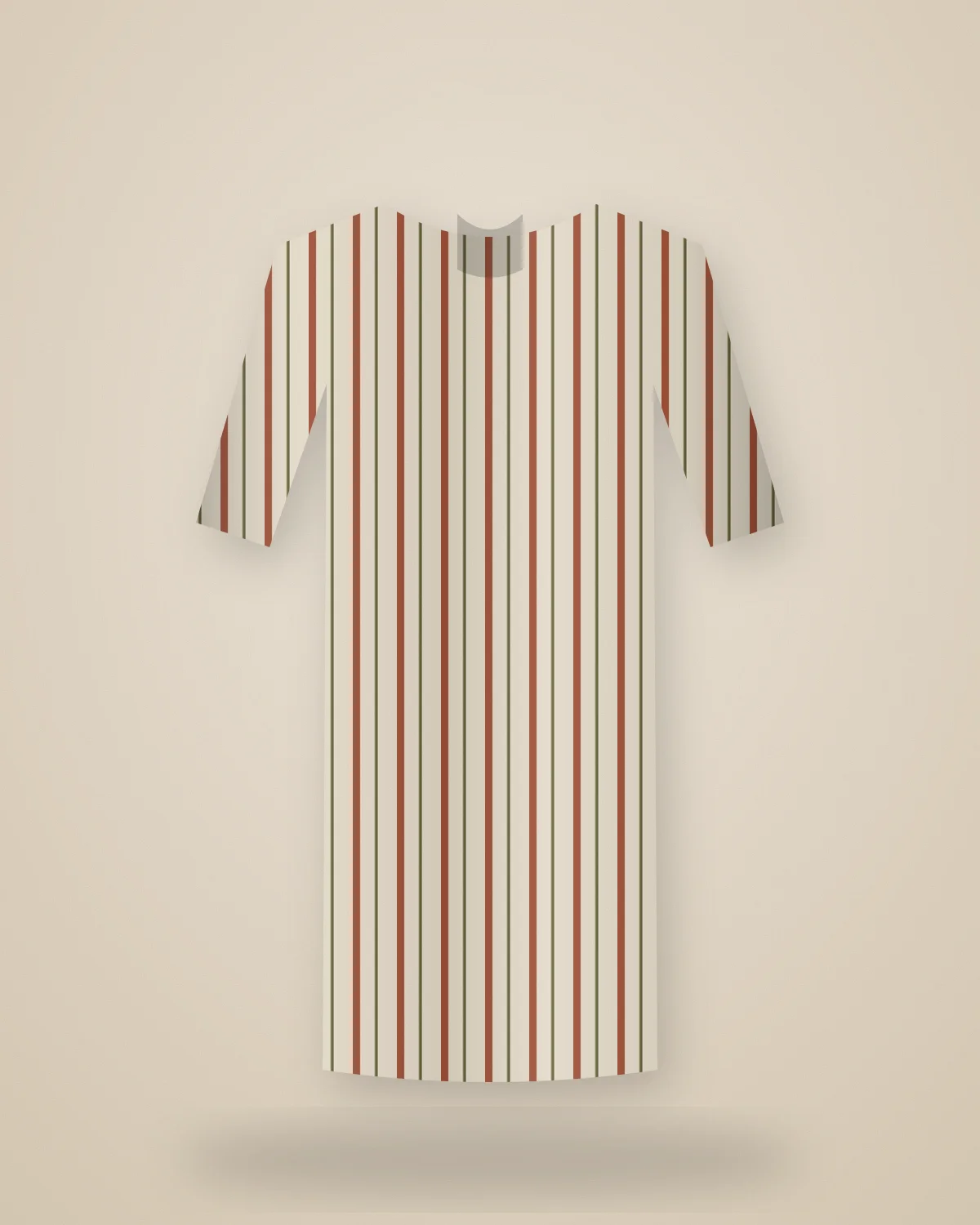 Terracotta Stripe Kurta: Woven terracotta stripe on ecru