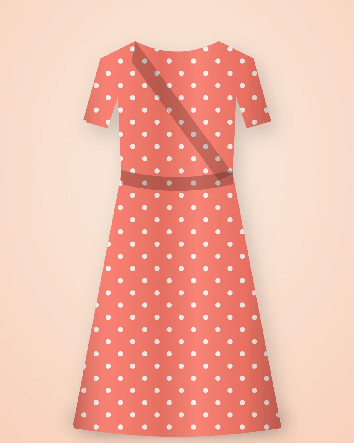 Coral Polka Wrap Dress, closer view
