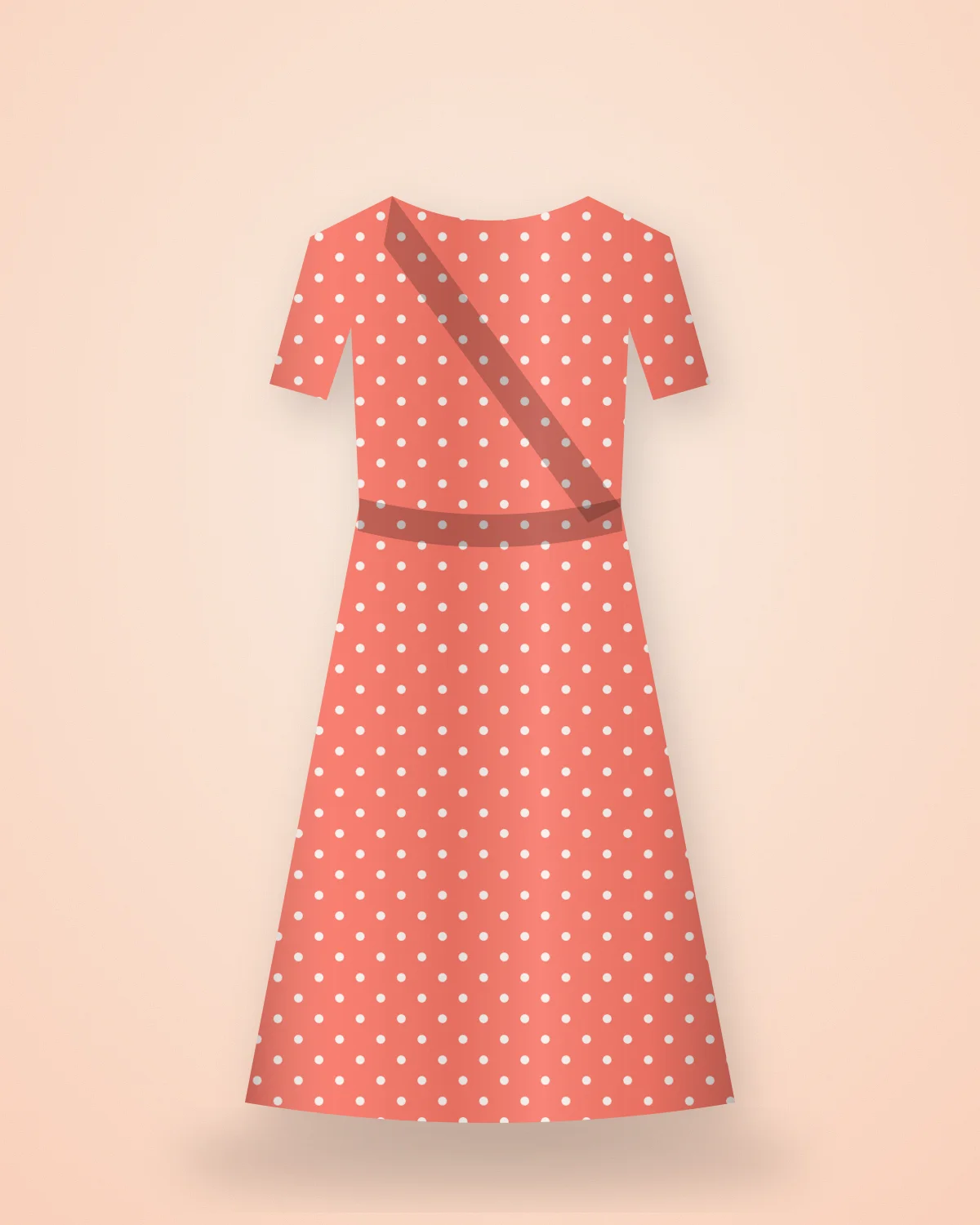 Coral Polka Wrap Dress: Wrap dress in coral polka