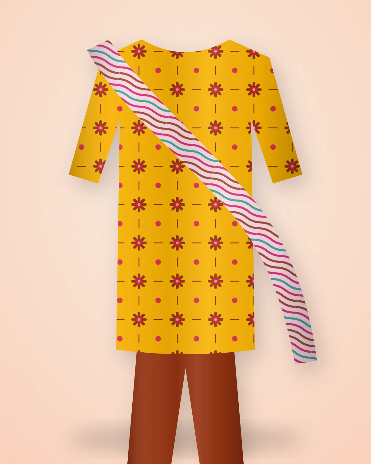 Marigold Bagh Kurta Set, closer view