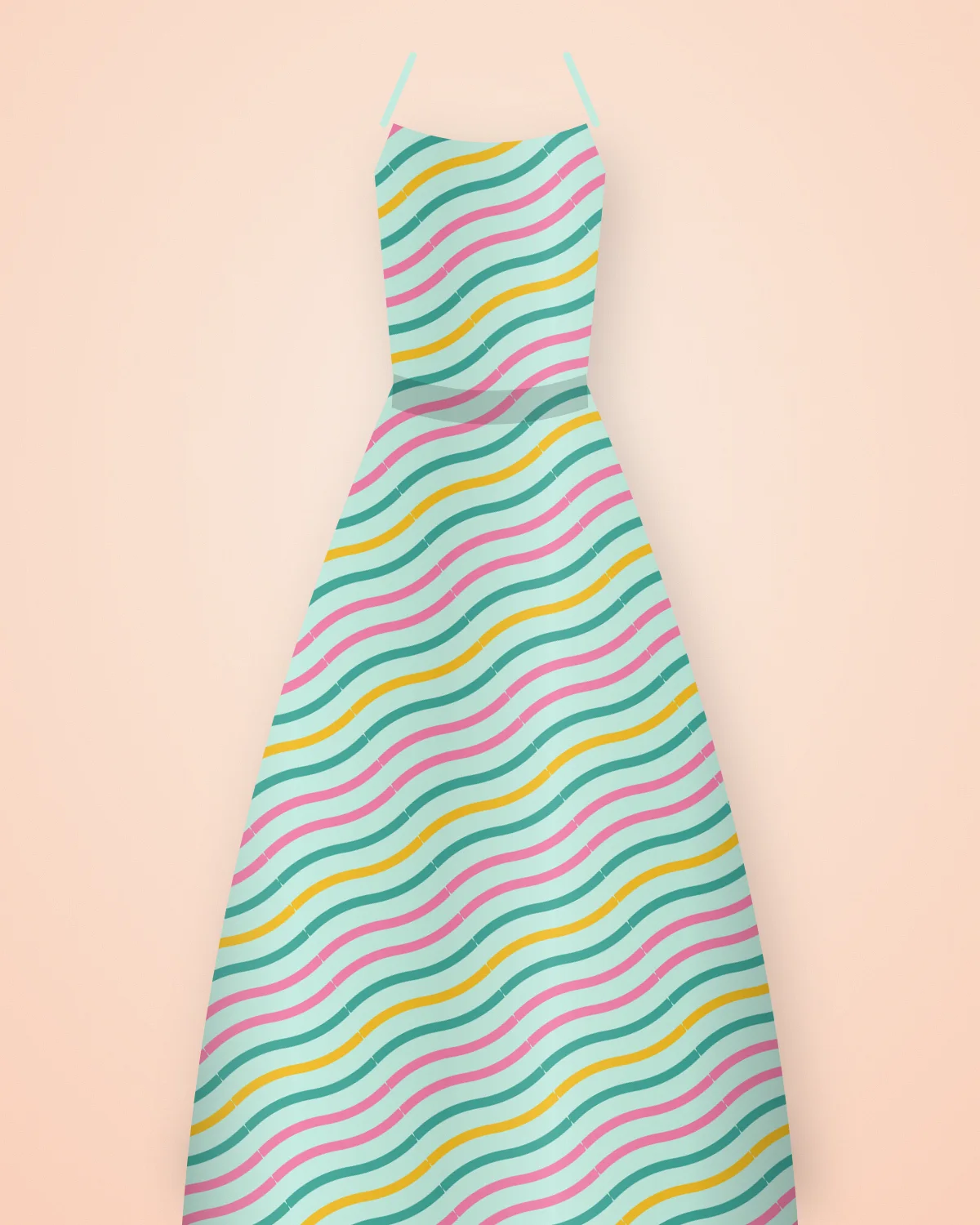 Mint Leheriya Tiered Dress, closer view