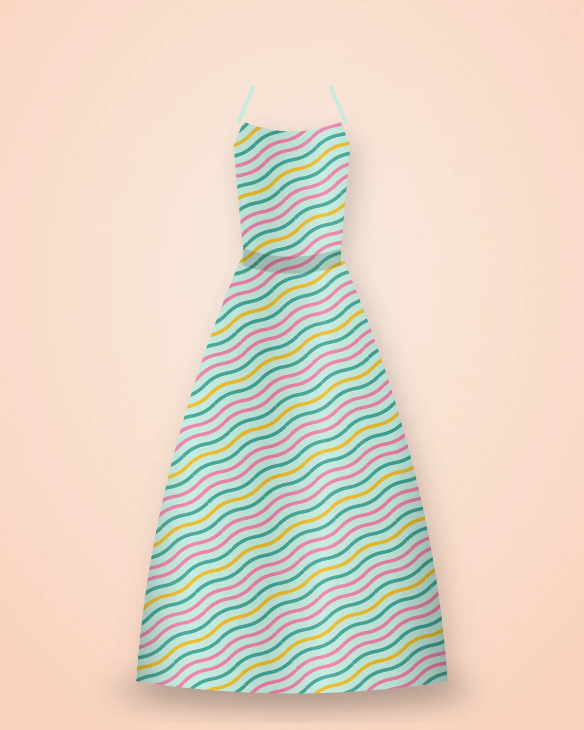 Mint Leheriya Tiered Dress: Tiered midi in mint and pink leheriya