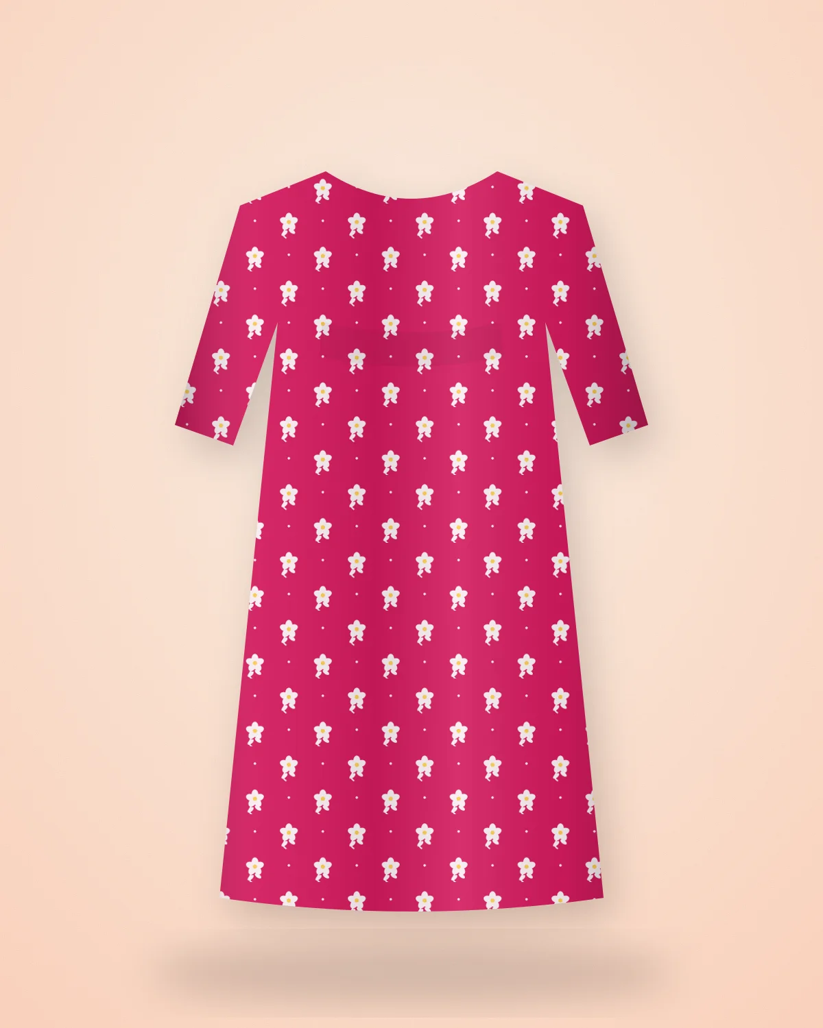 Rani Pink Buti A-line Kurta: Tiny white butis on rani pink cotton