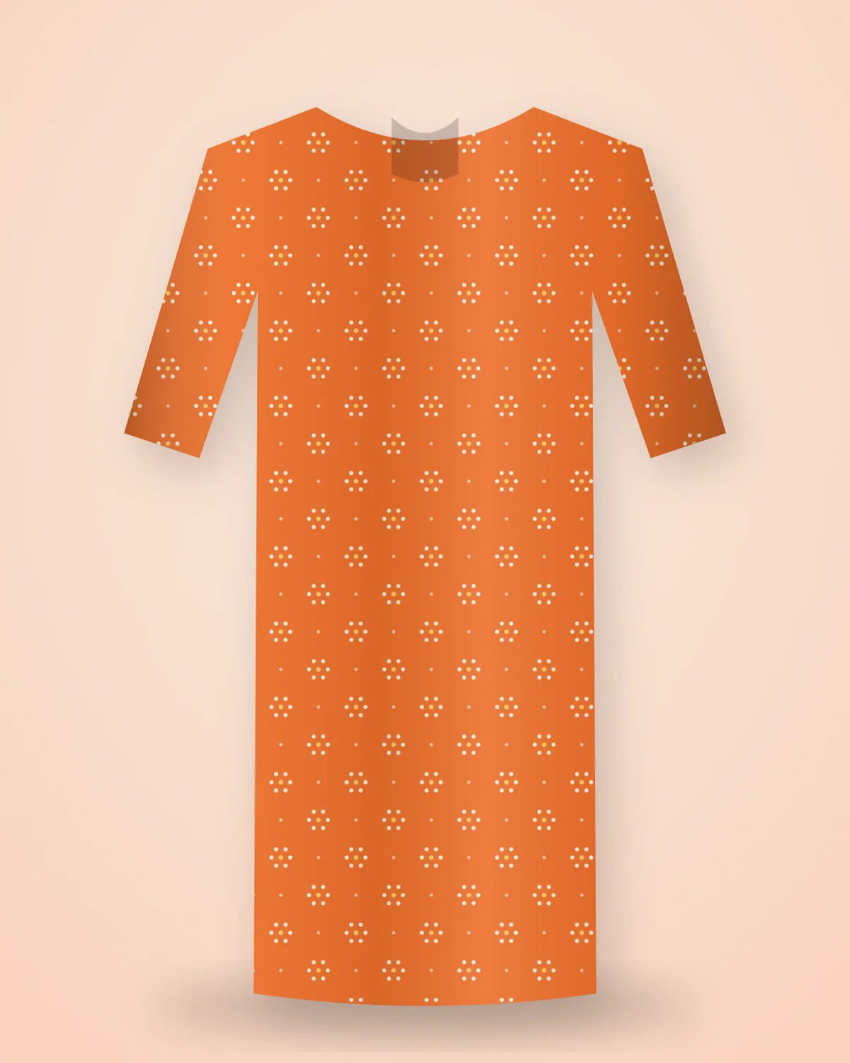 Sunset Bandhani Kurta, closer view