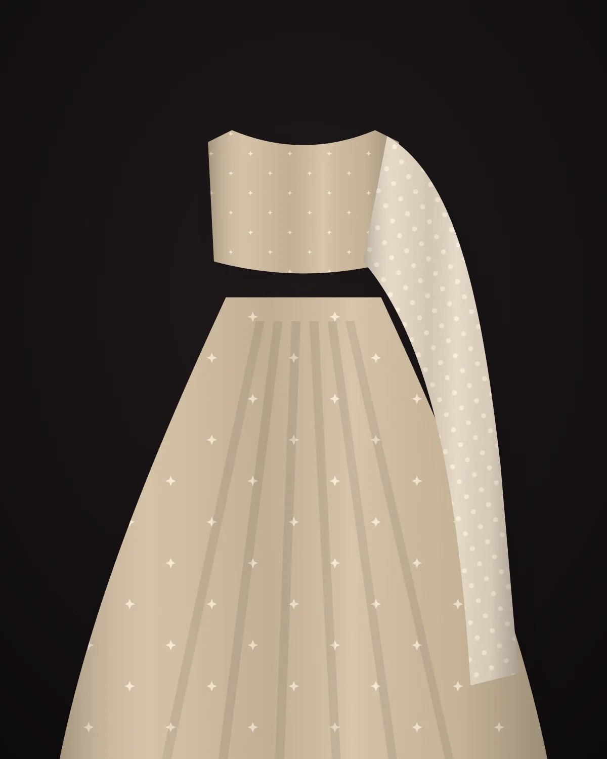 Champagne Reception Lehenga, closer view