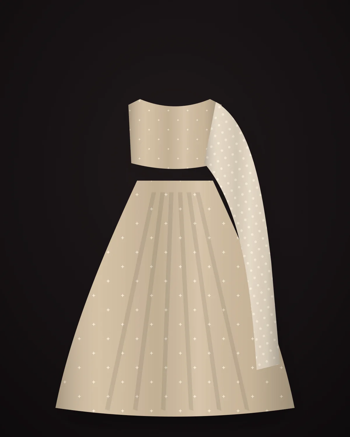 Champagne Reception Lehenga: Champagne net lehenga with cutdana