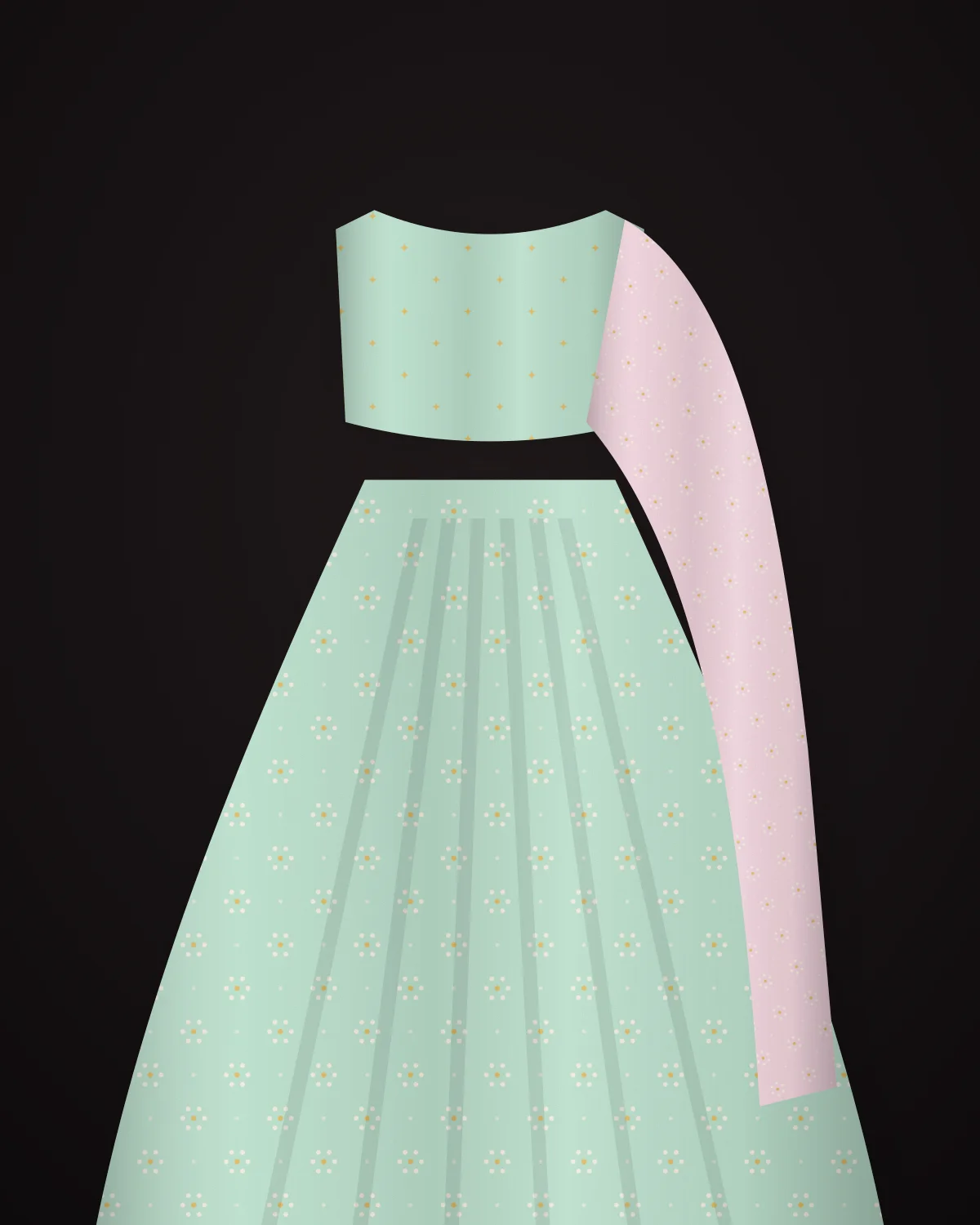 Pastel Mint Sangeet Lehenga, closer view