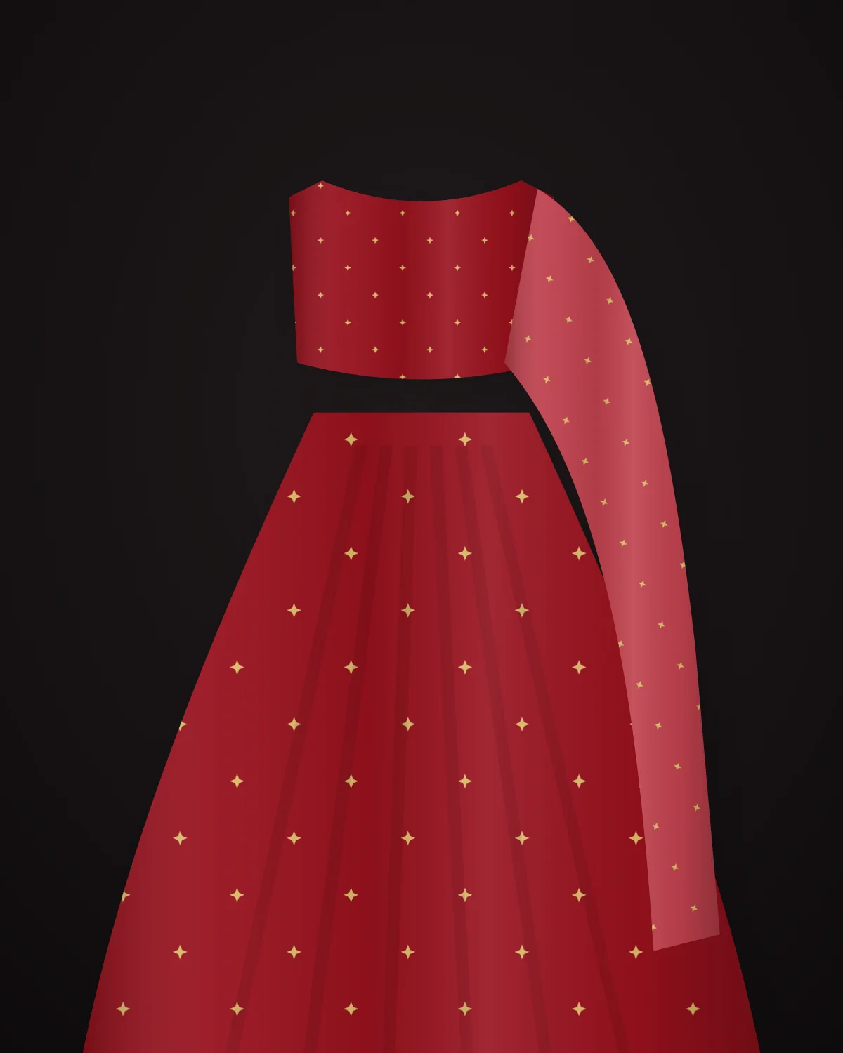 Sindoor Zardozi Bridal Lehenga, closer view